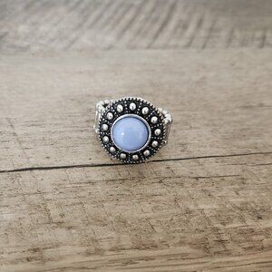 Silver and Blue Adjustable Ring